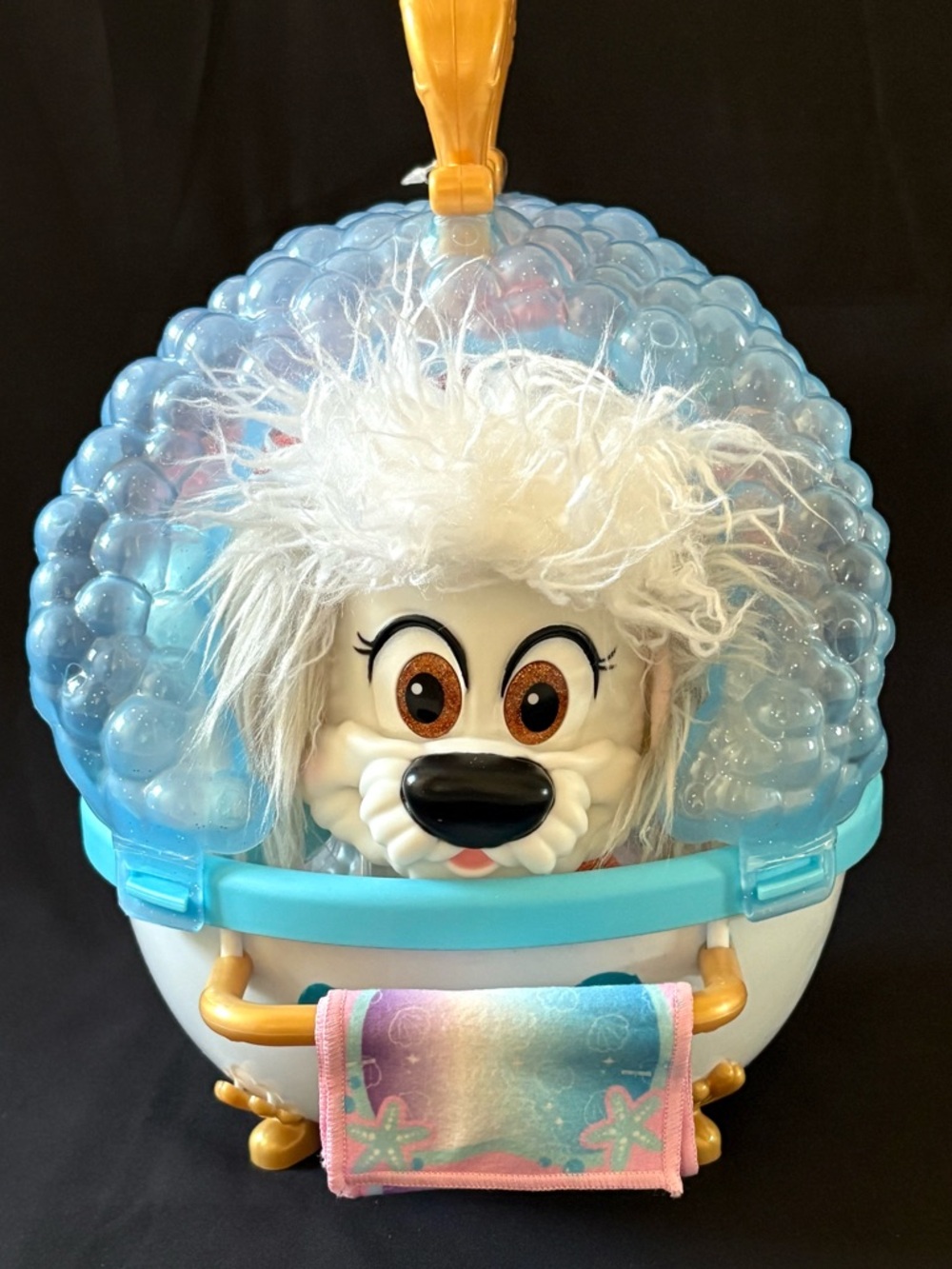 Plush Bath Time Dog Toy in Light Blue Bubble Pod